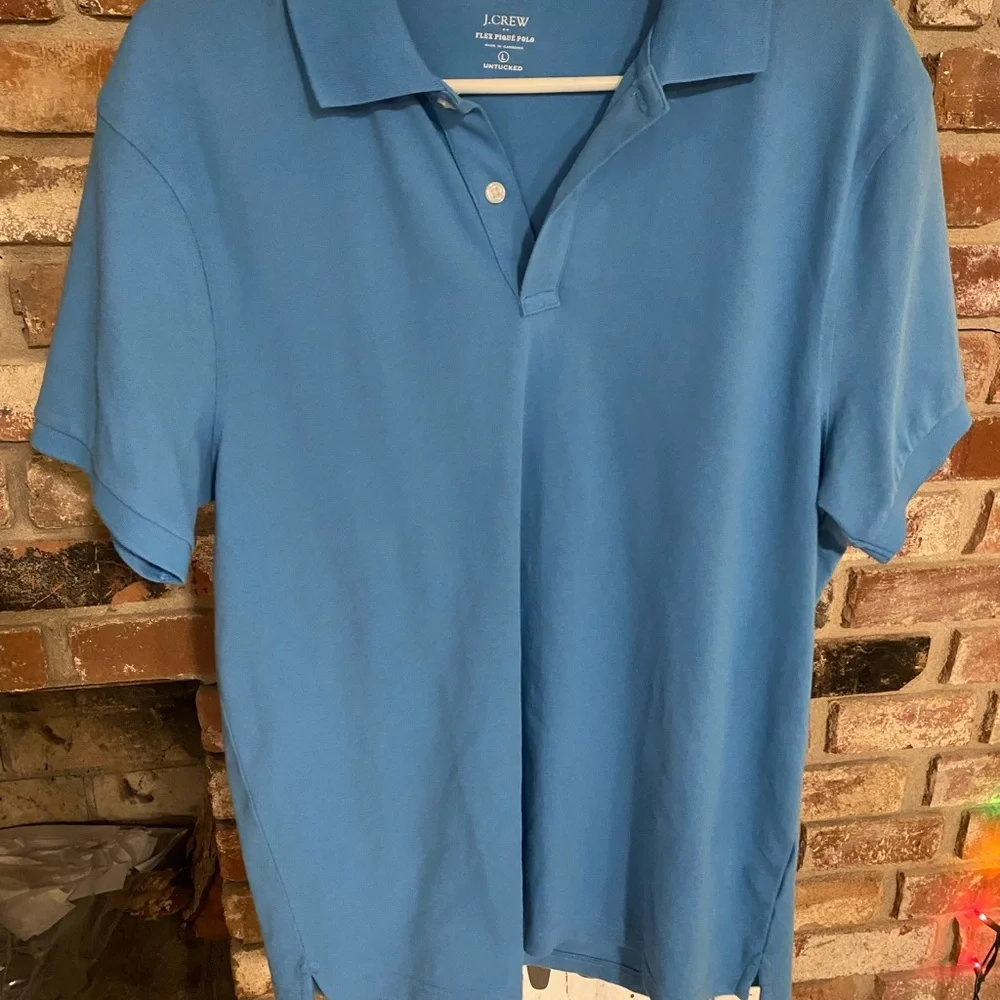 J.Crew Factory men's Flex Piqué Untucked Polo Shirt in blue